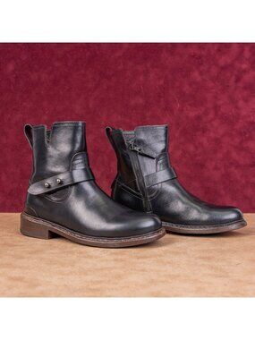 rag&bone Wmn Ashford Black Leather Festival Boho Moto Ankle Boots sz 5US EUR35